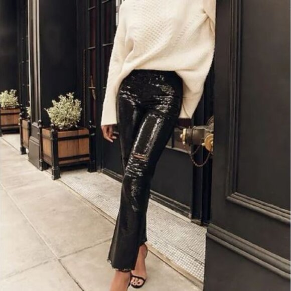 Express Denim - Express Straight Ankle Front High Waisted Ripped Jeans